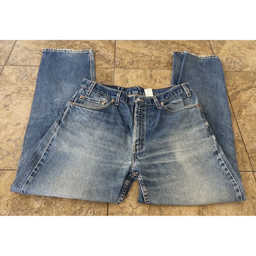 - Mens Jeans size 36 X 32 LEVIS 505 REGULAR STRAIGHT, BLUE DENIM STRETCH - Picture 2 of 9